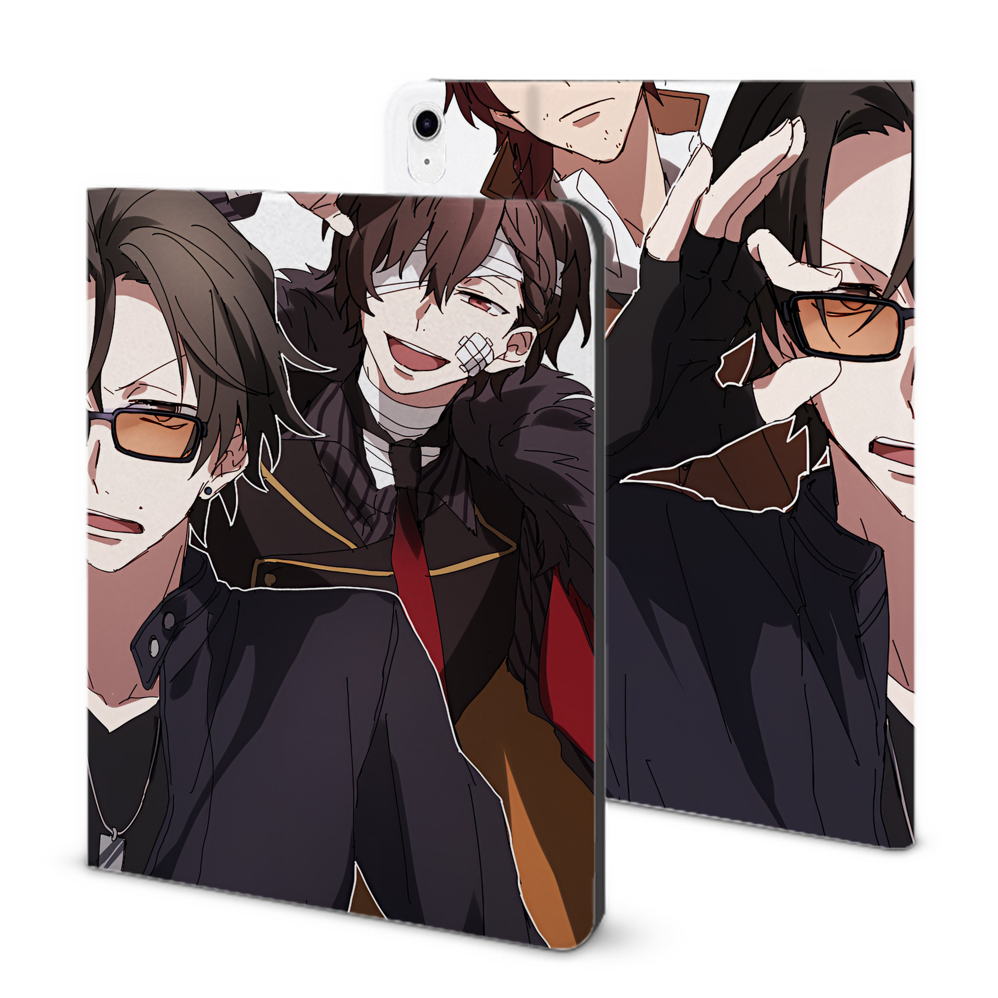 （画像用） 文豪ストレイドッグス Bungo Stray Dogs IPad ケース ブック型 PUレザー TPU 耐衝撃 軽量 薄型 ペン収納なし 全面保護 IPad 各モデル対応